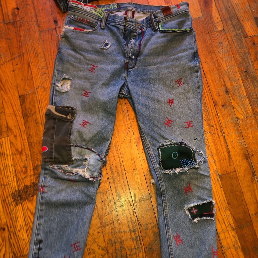 Custom Jeans and Harley Davidson pieces .